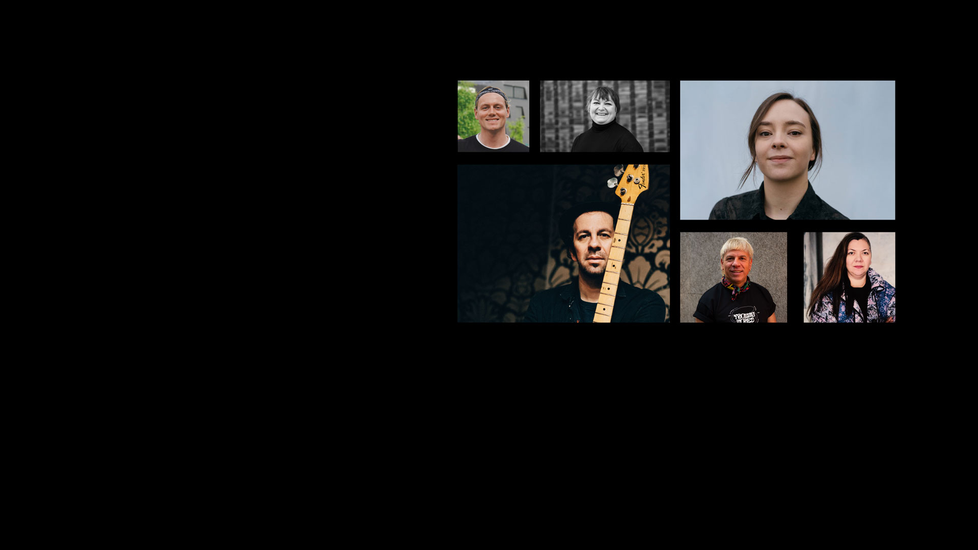 Collage kulturakt&oslash;rer p&aring; sort bakgrunn