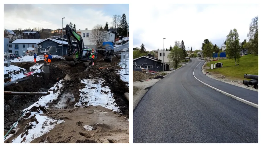 Røstbakken før og etter graving