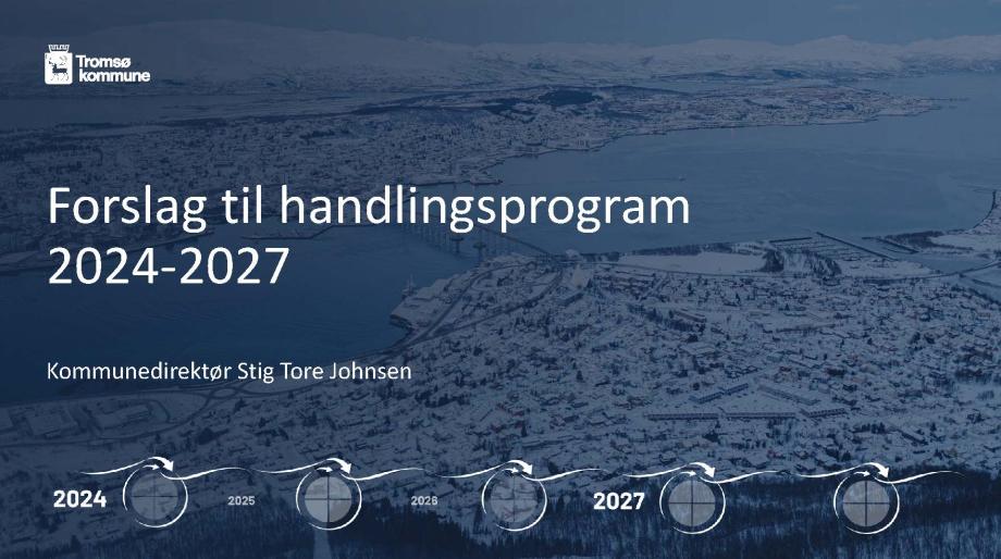 Forside for forslaget til handlingsprogram for perioden 2024 - 2027 for Tromsø kommune.