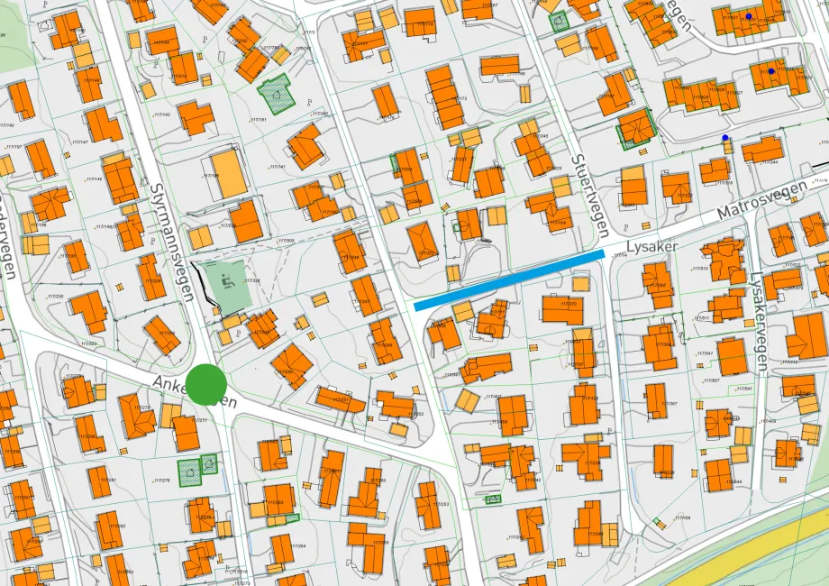 Kart som viser gravetrase