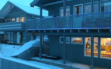 Barnehagen sett utenfra en vinterdag