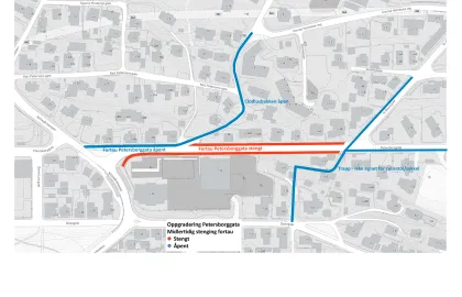 Stengt fortau Petersborggata