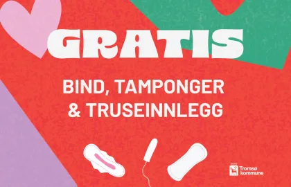 Illustrasjon som viser gratis bind og tamponger