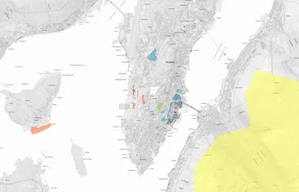 Skjermbilde som viser hvordan det digitale kulturkartet til Tromsø kommune ser ut