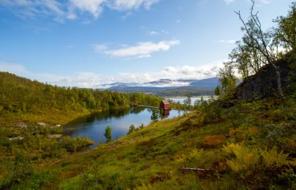 Viser hele Slettadammen med miljøet rundt demningen