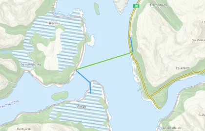Sjøledning fra Kaldslettnes til Larseng Kart som viser trase for sjøledning