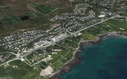 Skr&aring;foto av Kval&oslash;ya BOV - vedtatt lokalisering i kommunestyret 17.12.2025