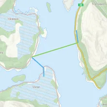 Kart som viser trase for sjøledning